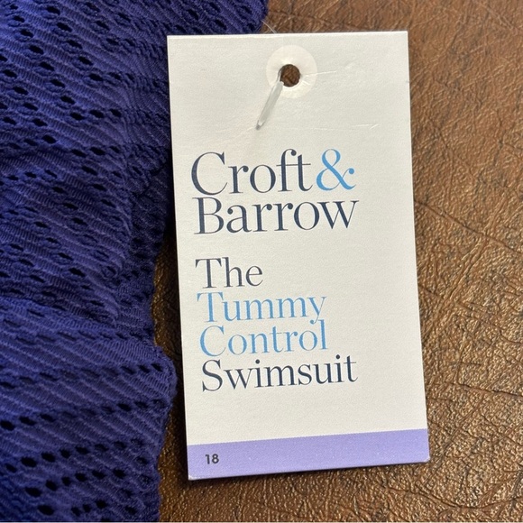NWT Croft & Barrow One Piece Swimsuit Swim Dress Purple Size 18 - Picture 6 of 9